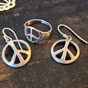 Vintage Peace Sterling Silver Jewelry Set